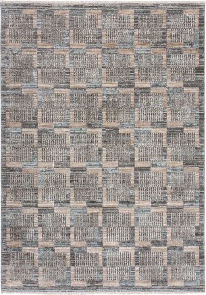 Tapis de salle à manger 160 x 240 Evelyn Blocks Natural facile à laver