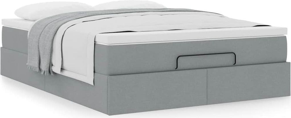 Maison Exclusive - Ottoman-Bett mit Matratze Hellgrau 140x200 cm Stoff