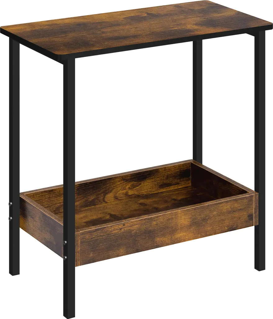 Tavolino da Salotto Vintage 25x50x55 cm - Marrone Rustico con Ripiani