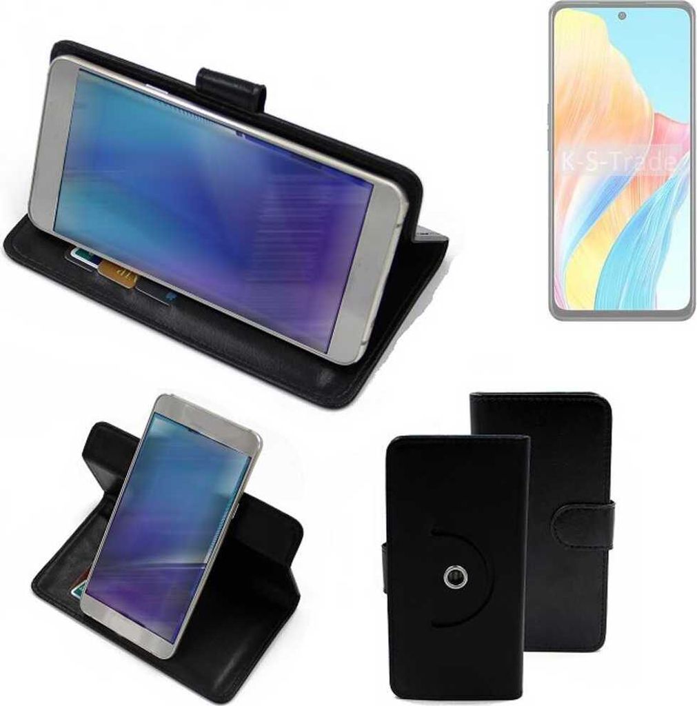 K-S-Trade Case Schutzhülle Handyhülle kompatibel mit Oppo A1s 5G Flipcase Smartphone Cover Handy Schutz Tasche Klapphülle Walletcase schwarz (1x)
