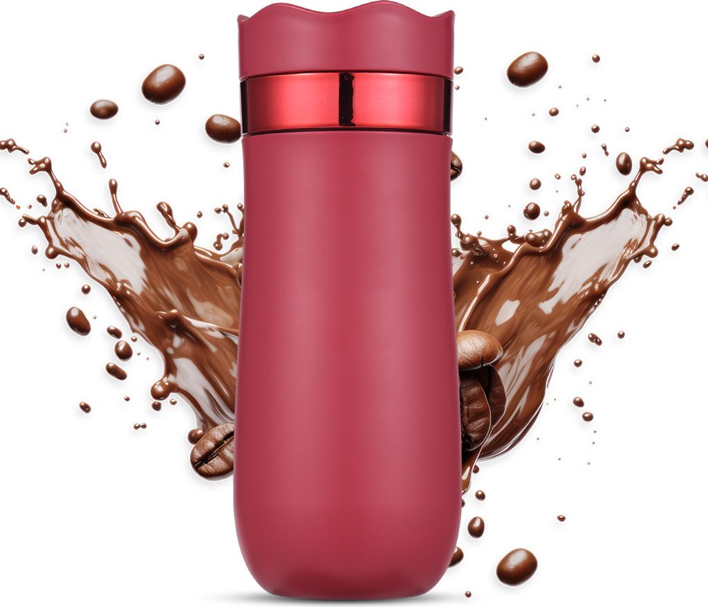 Tragbarer French-Press-Reisebecher, 320 ml, doppelwandig isolierter Edelstahl-Kaffeebereiter fuer gemahlenen Kaffee und Teeblaetter unterwegs. Verw...