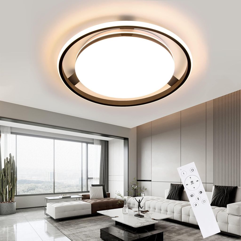 ZMH Plafonnier LED Plafonnier Salon - Noir Dimmable Rond Image du produit 