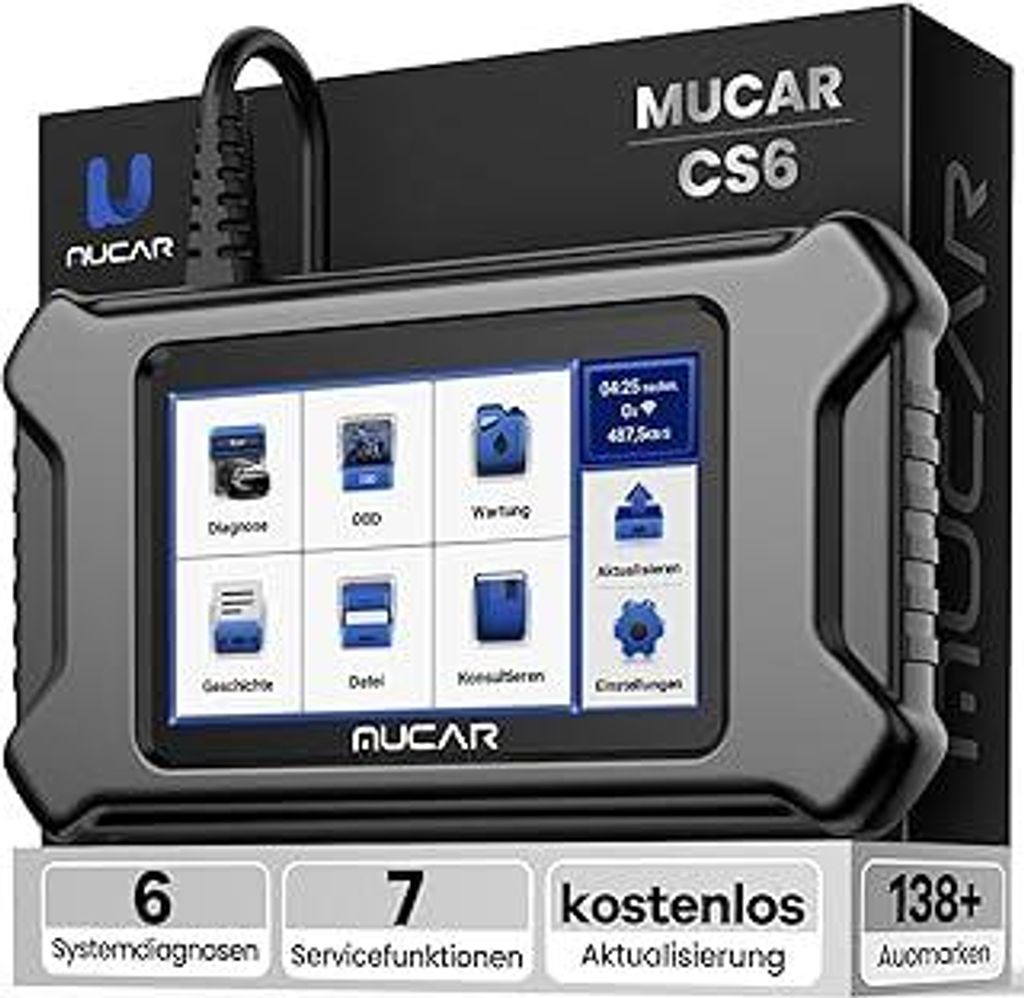 OBD2 Diagnosegerät, MUCAR CS6 Diagnosegerät Auto Mit 6 System(ECM/TCM/ABS/SRS/TPMS/BCM) + 7 Reset-Funktion(Öllampen/EPB/SAS/TPMS/TBA/ETS/ABS/DPF...