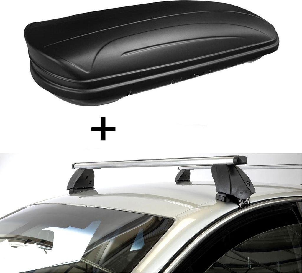 Dachbox VDPMAA320 320 Liter abschließbar schwarz matt + Dachträger K1 PRO Aluminium kompatibel mit für Toyota Corolla (E120) (5Türer) 02-07