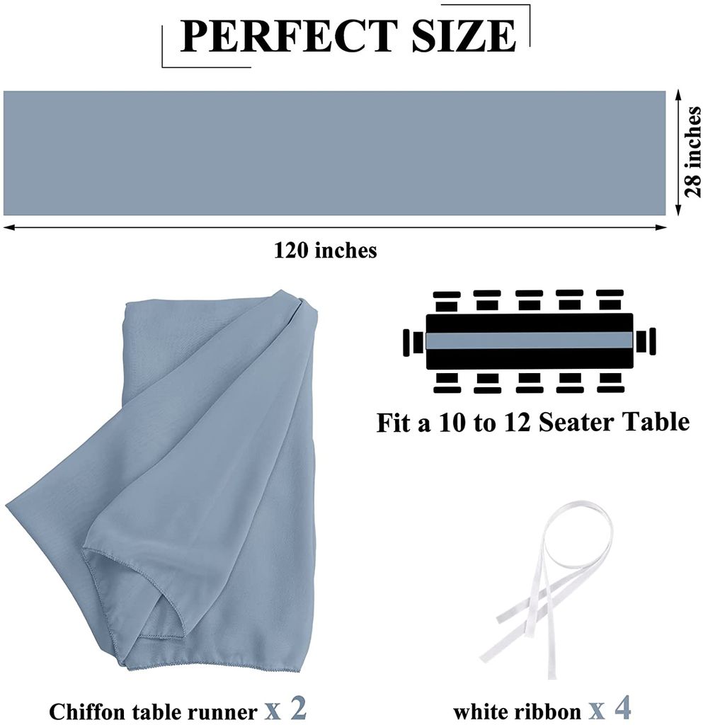 Chiffon-Tischläufer „Leichter Pfirsich“ 29x120 Zoll | Elegante Tischdeko Für Hochzeit, Party & Feiern | Aus 100% Polyester