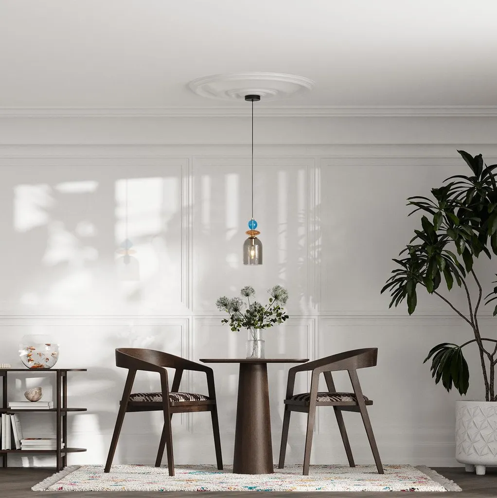 Lampada a sospensione decorativa, paralume in vetro bianco, elementi decorativi, 1xE27 15W, TROPEA Light Prestige