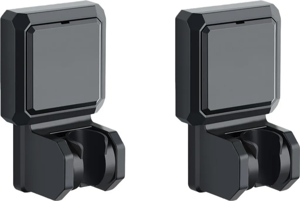 INF Supporto Doccia Senza Fori Nero 2 Pezzi Regolabile 360 Gradi ABS