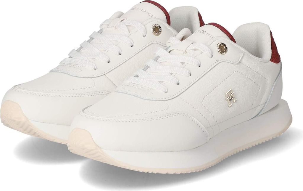Tommy Hilfiger Damen Low Sneaker/ Schnürschuhe ELEVATED RUNNER Weiss Glattleder Größe: 36