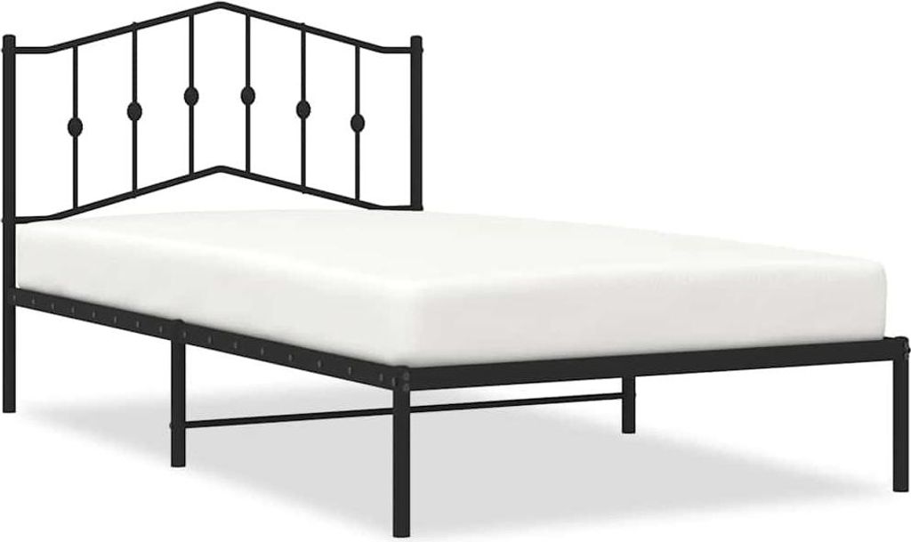 vidaXL Struttura letto con testiera in metallo nero 107x203 Immagine del prodotto 