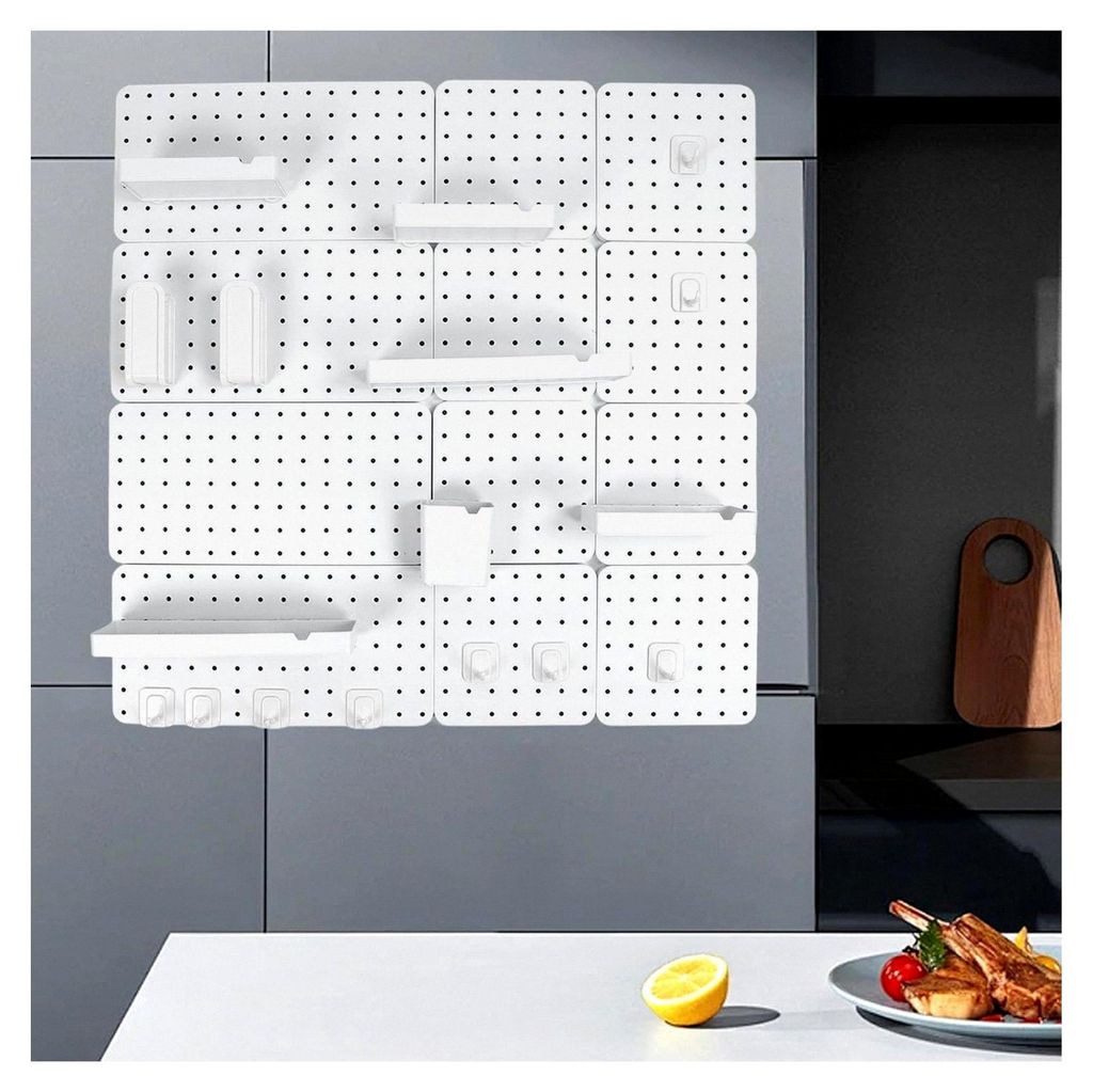 Wandregal mit Stecktafel, Wand-Organizer für Stecktafeln, platzsparendes Kombinationsset, montierbares Aufbewahrungssystem für Wände, Organisati...