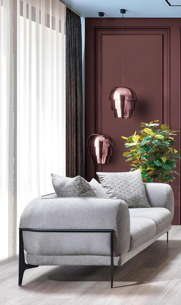 Graue Sofagarnitur Dreisitzer Couch Moderner Lehnsessel 2tlg