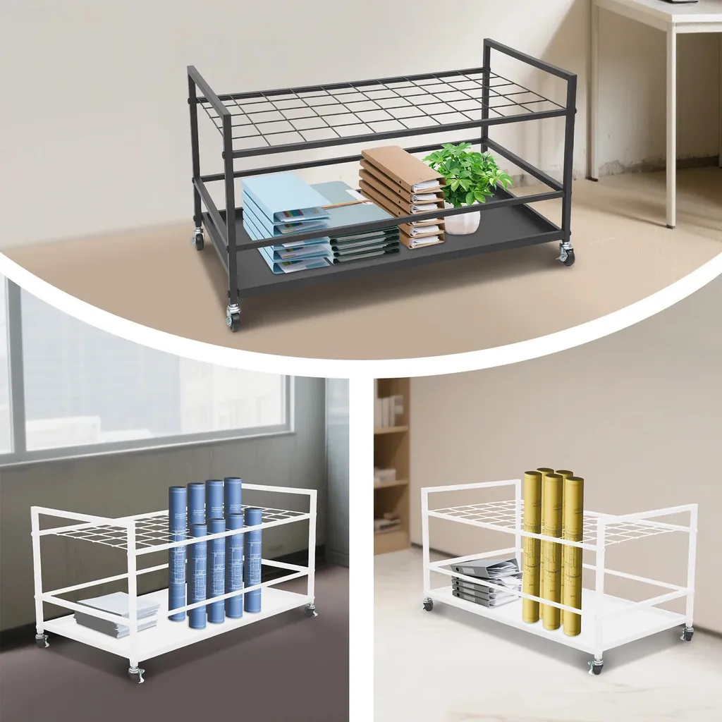 Chariot d'archivage pour bureau - Solution rangement documents mobile noir - 4