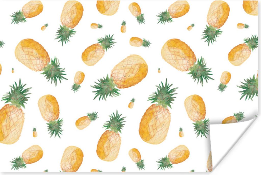 MuchoWow Poster Ananas - Obst - Weiß 30x20 cm - Plakate - Print