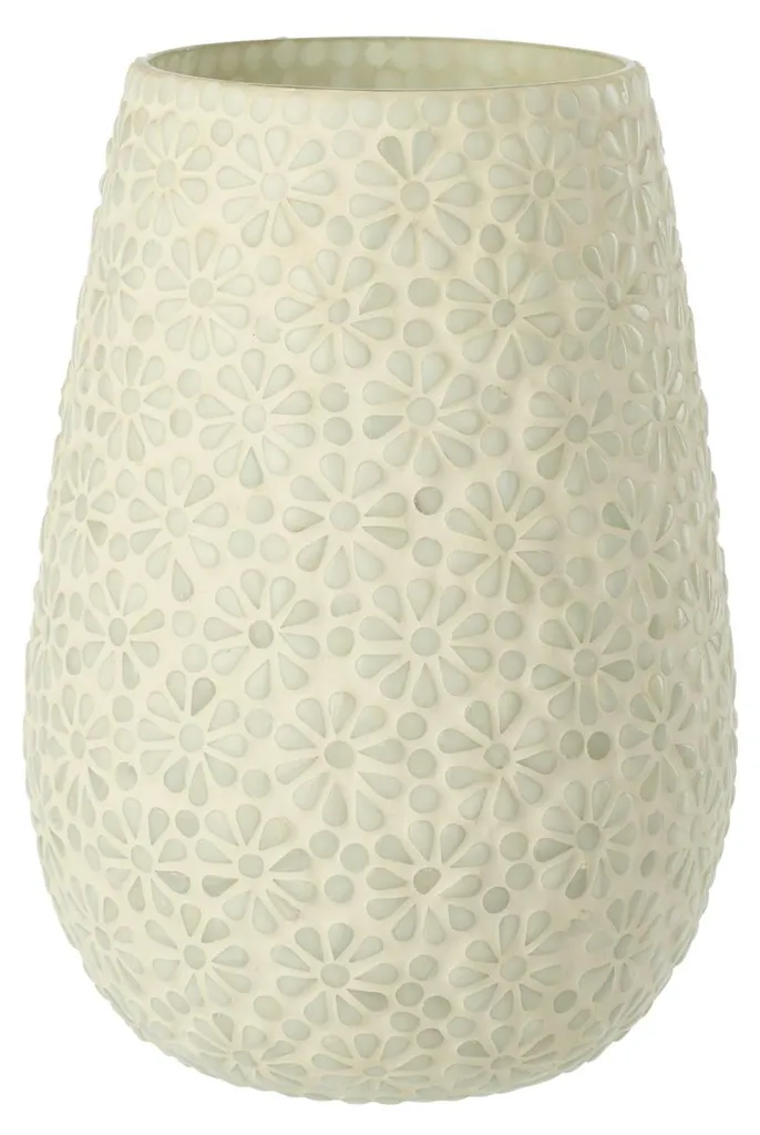 Vase J-Line en verre mosaïque blanc et vert clair style mosaïque unique