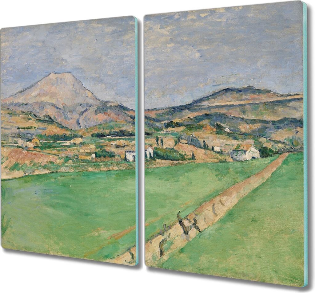 Coloray Herdabdeckplatte 2x30x52 cm Schneidebrett Kochplattenabdeckung Küchenbrett Hackbrett – Natur Berge
