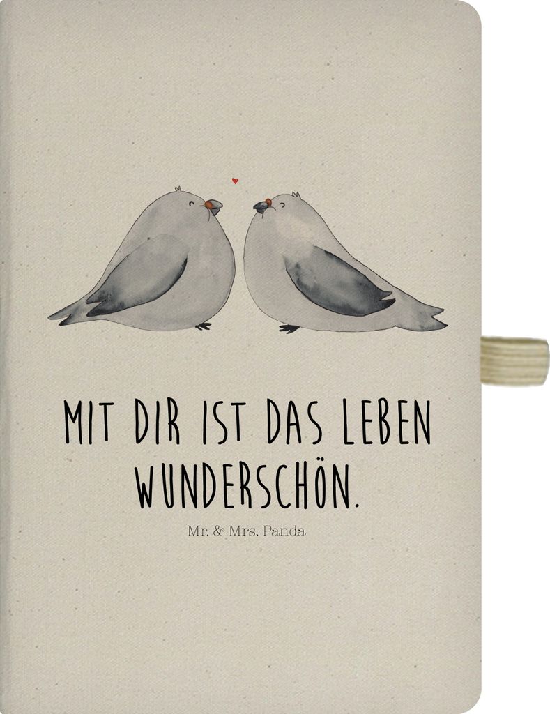 Mr. & Mrs. Panda notizbuch Turteltauben Liebe - Transparent - Geschenk, Skizzenbuch, Journal, Hochzeitstag, Freundin, Kladde, glücklich, Verliebt,...