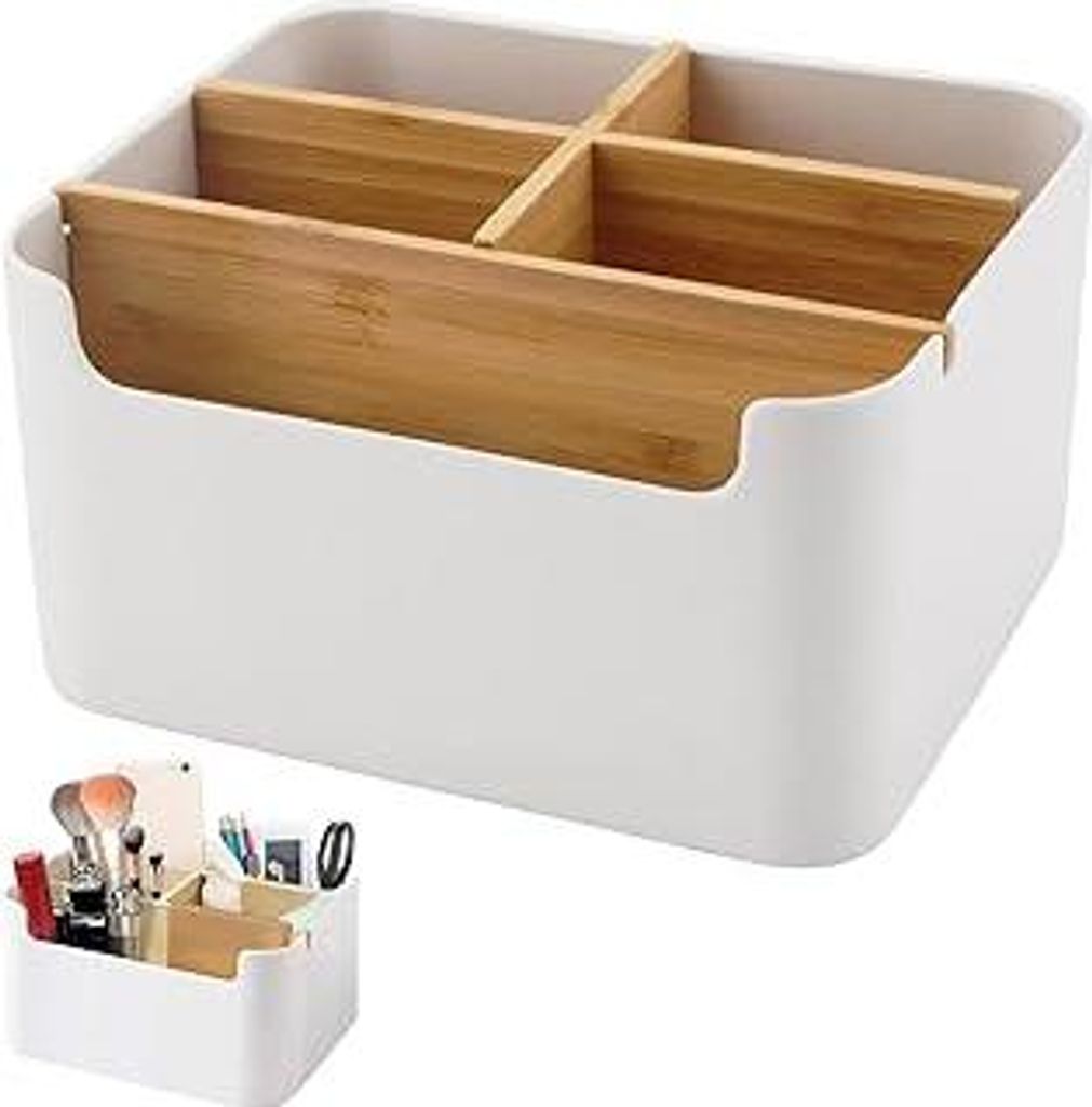 JOKILY Schreibtisch Organizer, 5 Fächer Bambus Büro Organizer mit Stifthalter, Stifte Organizer, Stiftehalter, Aufbewahrungsbox Desk Organizer f...