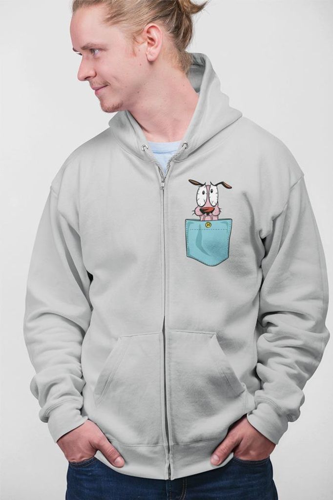 D&B Uni Hoodie ZIPPO00008 Courage Dog HellGrau-Größe L