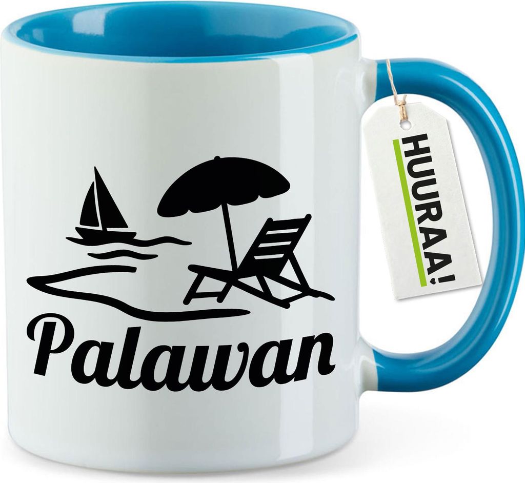 Huuraa Kaffeetasse Palawan Inselmotiv Philippinen 330ml Blau Keramik Kaffeebecher Geschenkidee