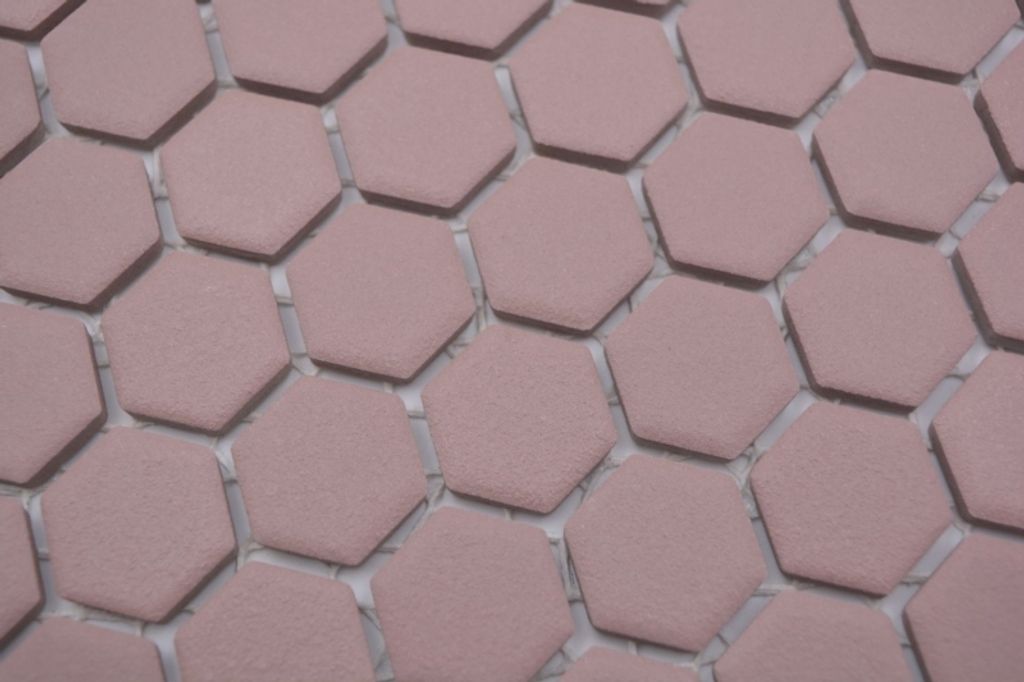 Handmuster Keramik Mosaik Hexagon klinkerrot R10B Duschtasse Bodenfliese Mosaikfliese Küche Bad Boden MOS11H-0900-R10_m