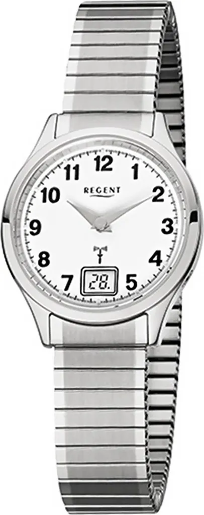 Montre Regent FR-210 femme élégante argentée affichage double et acier