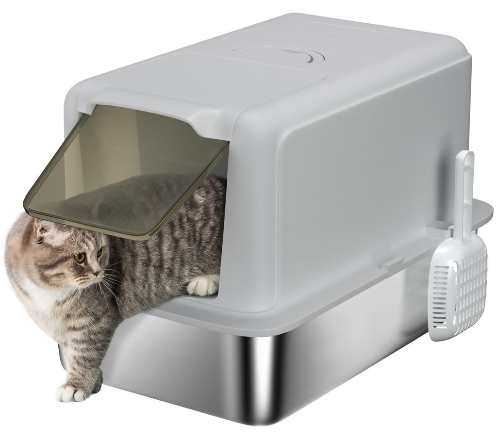PawHut Katzenklo Edelstahl XXL Katzentoilette mit Deckel Produktbild 