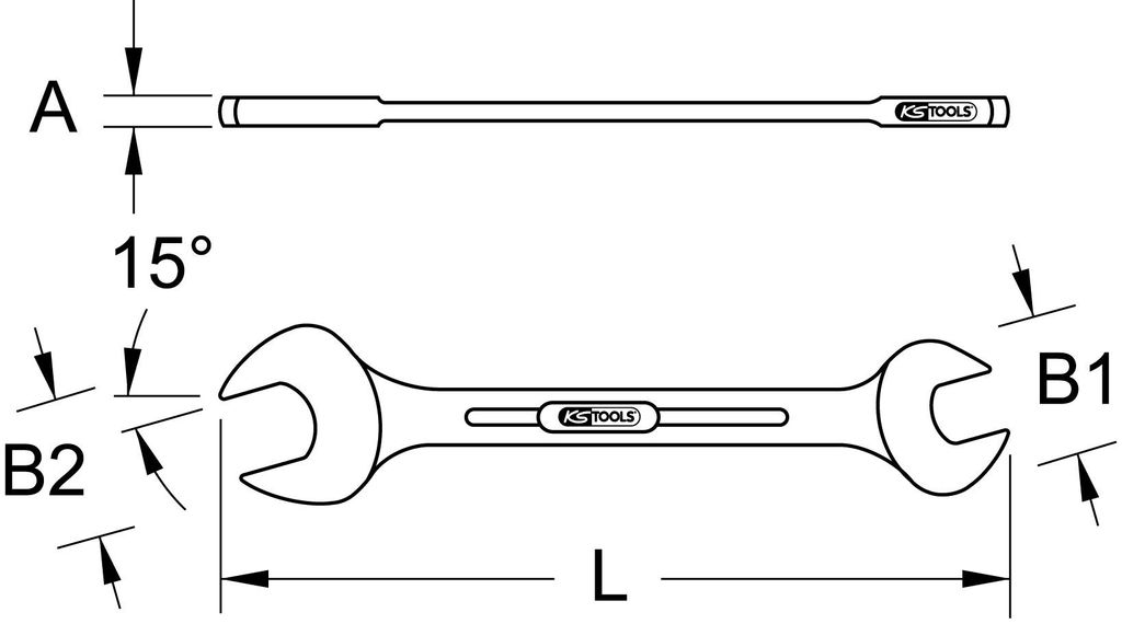 KS Tools EDELSTAHL Doppel-Maulschlüssel, 12x14mm, abgewinkelt, 964.2207
