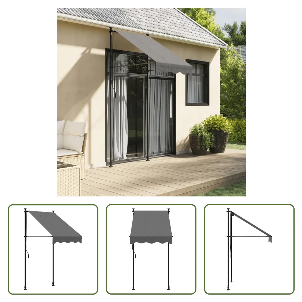 Tenda Estensibile Antracite 100x150 cm | Ombra Facile per il Balcone