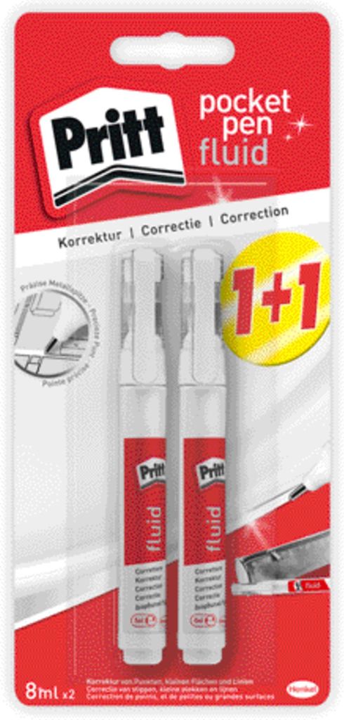 Pritt Korrektur Pocket Pen flüssig Alleskleber Vorteilspack 2 x 8ml