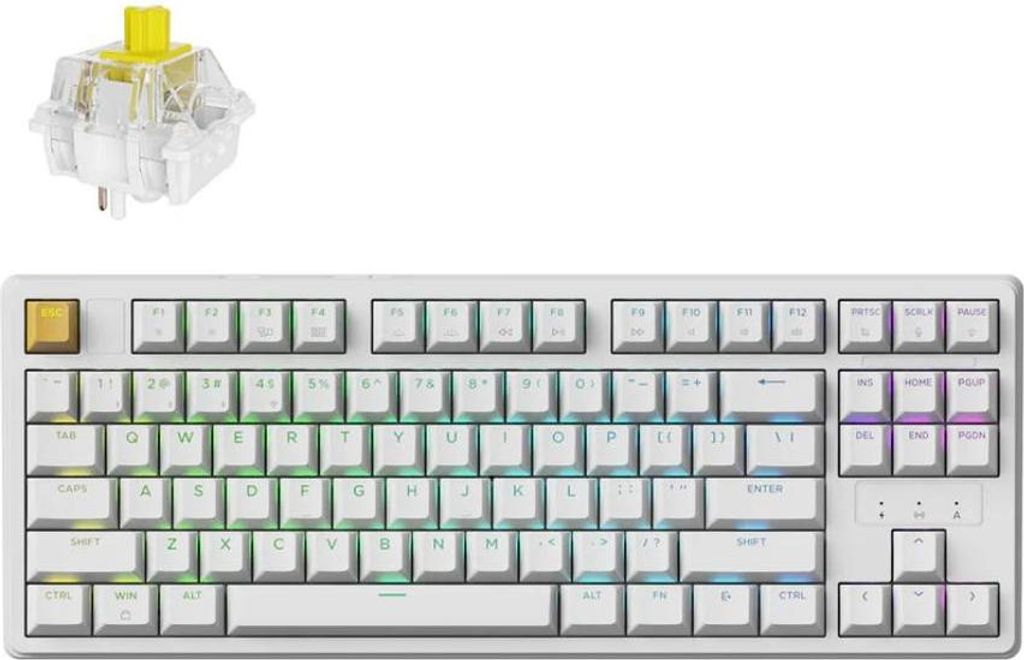Keychron J4 QMK Kabellose Mechanische Tastatur Gaming 80% TKL QWERTY US, RGB LED Hot-Swappable, Tactile Switch Banana, Weiß