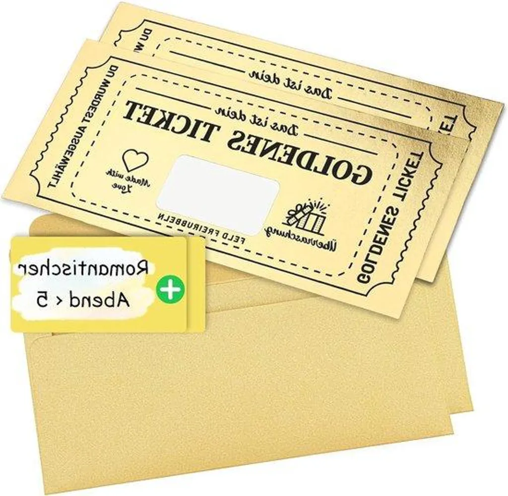 Chèque-Cadeau Golden Ticket avec Autocollant à Gratter - Lot de 2pcs