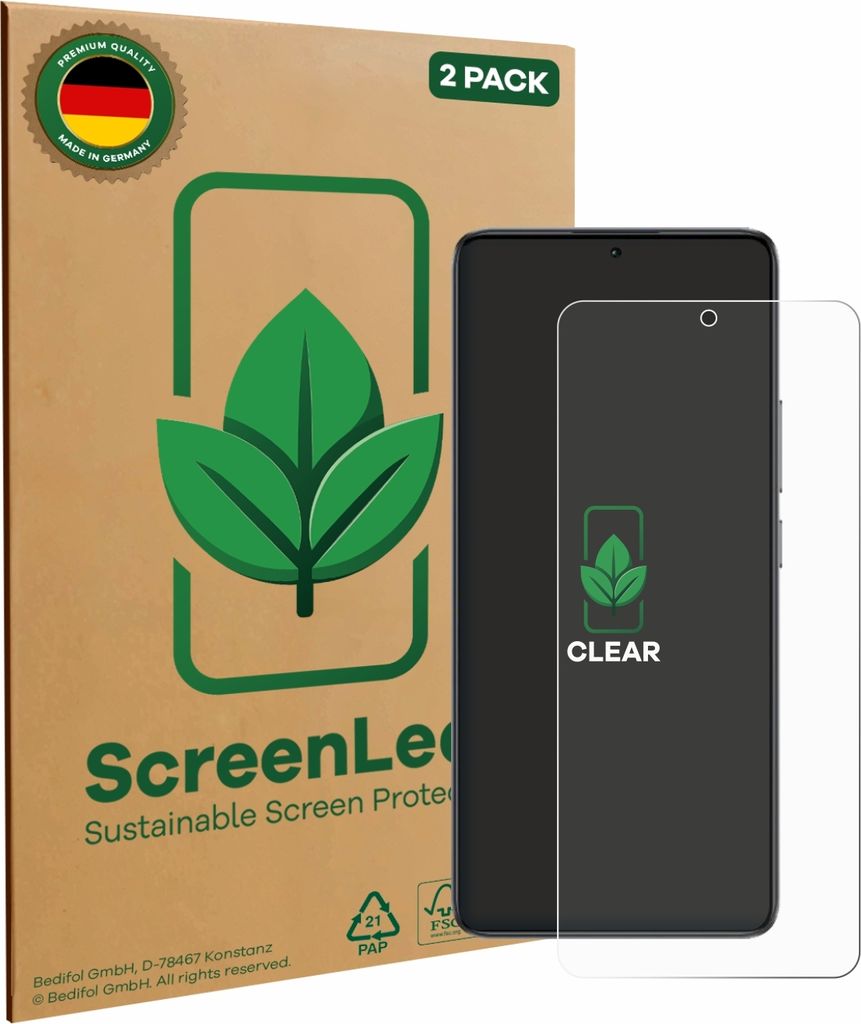 2x ScreenLeaf Schutzfolie für Xiaomi Poco F7 Ultra nachhaltiger Displayschutz Display Schutz Folie Klar Transparent