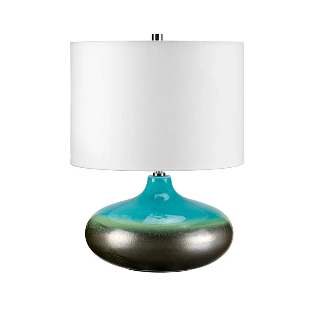 Luminaire d'appoint Laguna en porcelaine décorative turquoise et gris