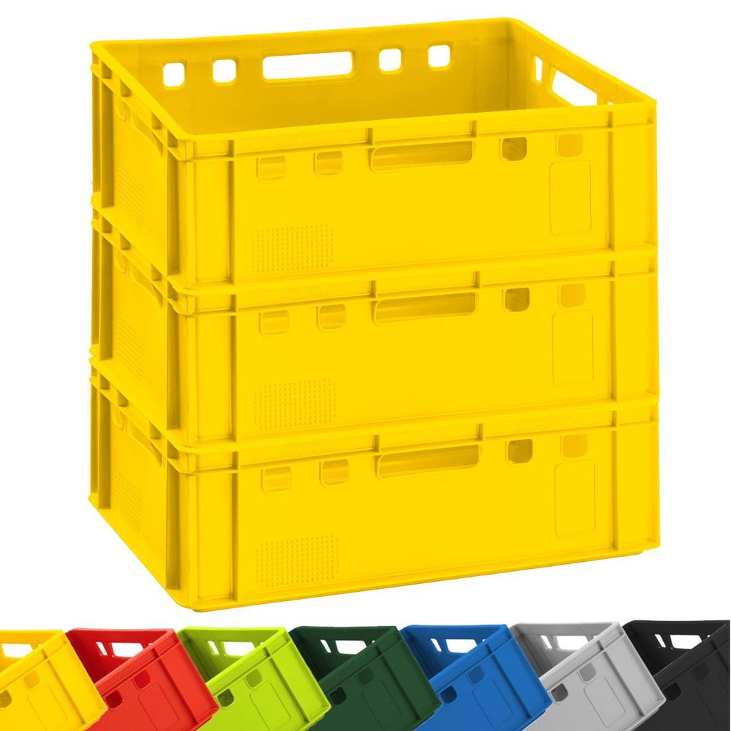 3x BURI Fleischkiste E2 Gelb 60x40x20cm Lagerkiste, Produktbild 
