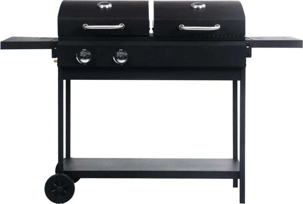 vidaXL Gas- und Holzkohle-Grill mit 2 Brennern