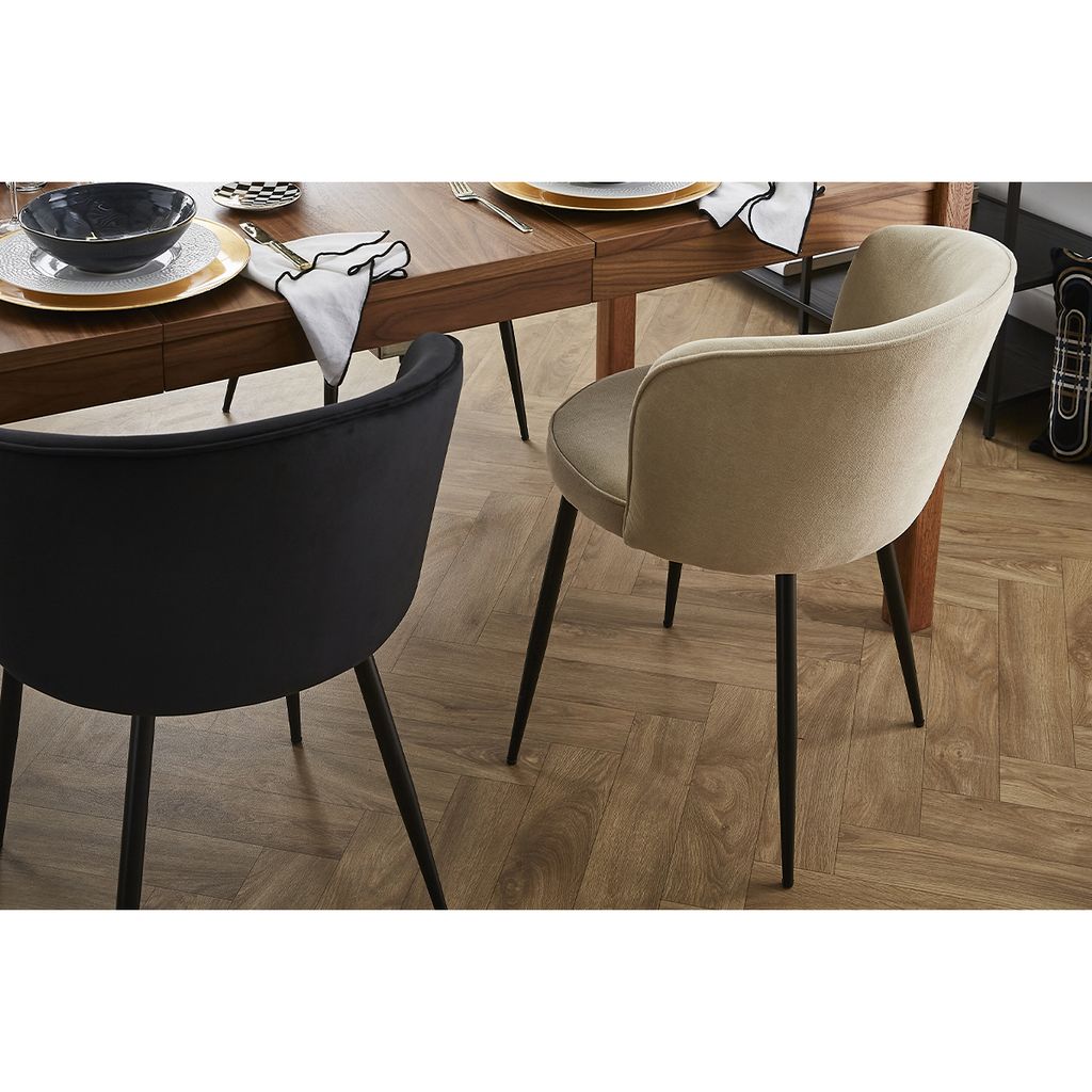 Miliboo - Designer-Stühle aus beigem Stoff mit Samteffekt Produktbild 2