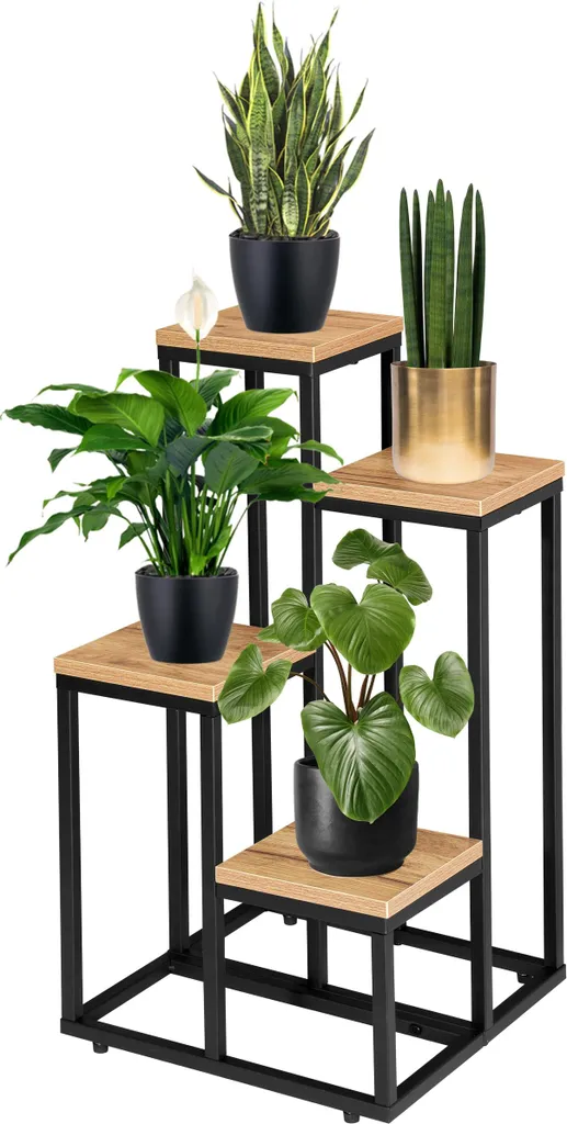 Support fleurs noir 4 étages Mogren Craft 68 cm en métal robuste