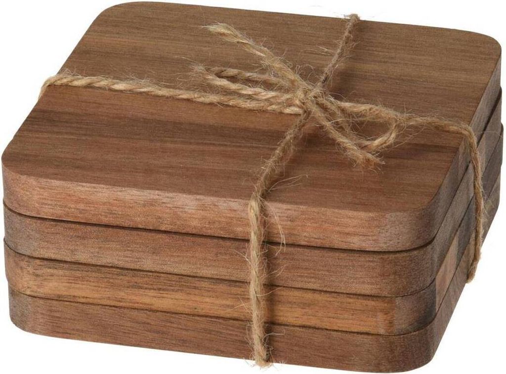 Satz Holzuntersetzer Holz braun Produktbild 