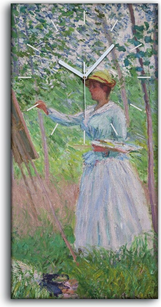 Küchenuhr Bürouhr Leinwand Uhr 30x60 Frau mit Sonnenschirm Madame Monet ihr Sohn - weiße Hände