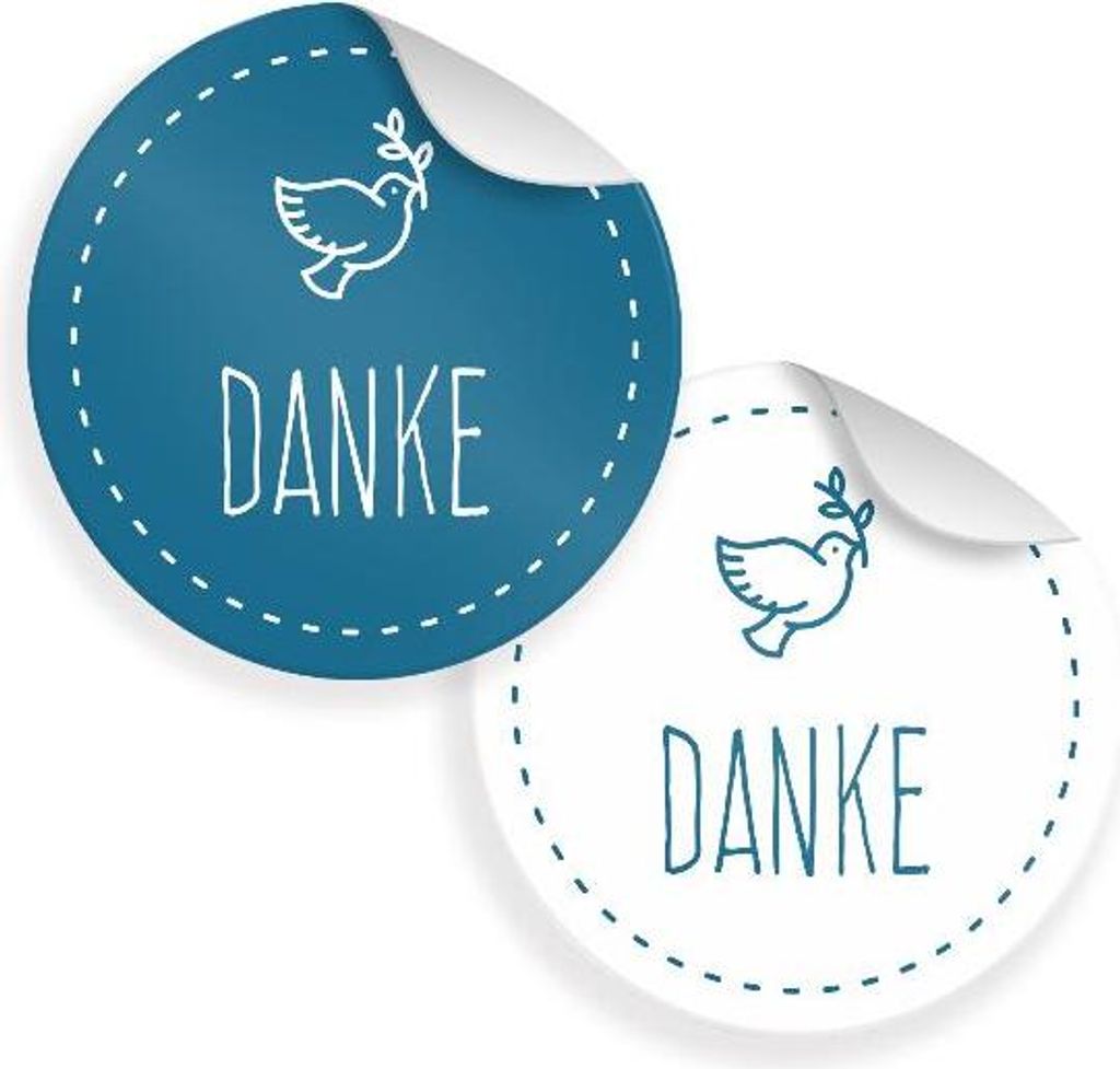 24x Sticker Taube Danke (Motiv 40) 4cm Aufkleber Taufe Kommunion Konfirmation Ho