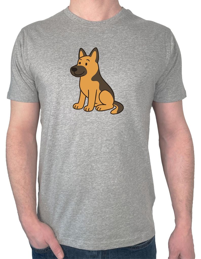 Huuraa Herren T-Shirt Deutscher Schäferhund Schäfi Comic XXL Sport Grey Bio Baumwolle Fairtrade Herrenshirt Geschenkidee
