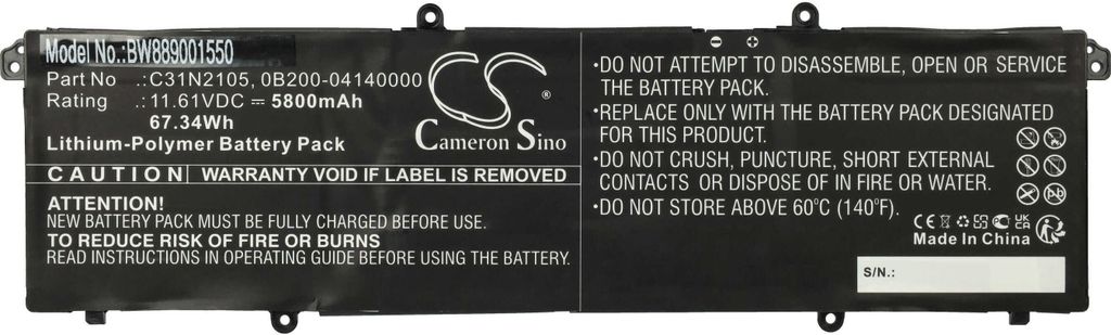 vhbw Akku kompatibel mit Asus Vivobook 16X M1603QA, OLED X1603ZA Notebook (5800 mAh, 11,61 V, Li-Polymer)