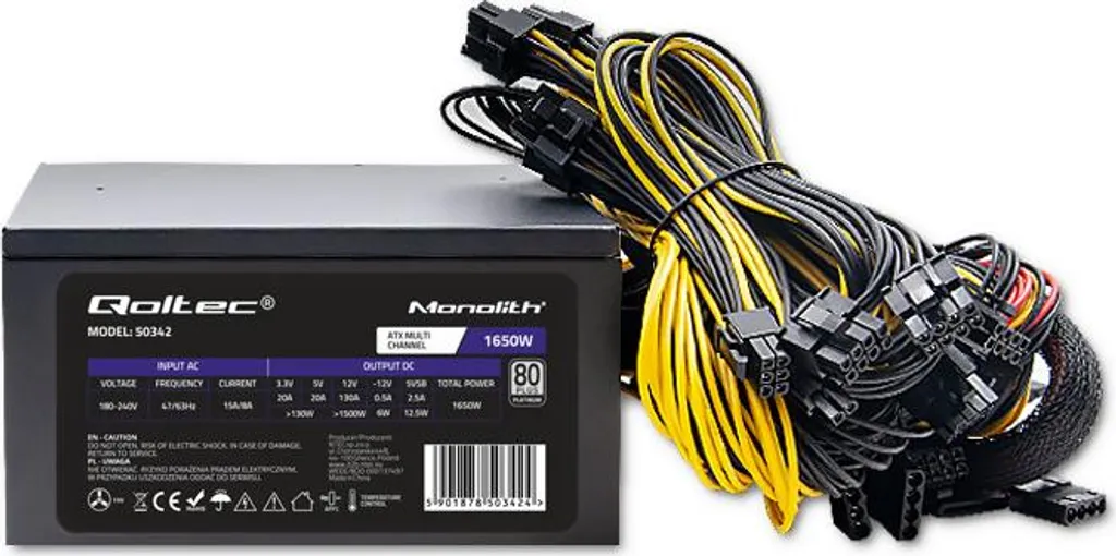 Bloc d'alimentation PC 1650W ATX Qoltec pour stations de travail Pro - 8