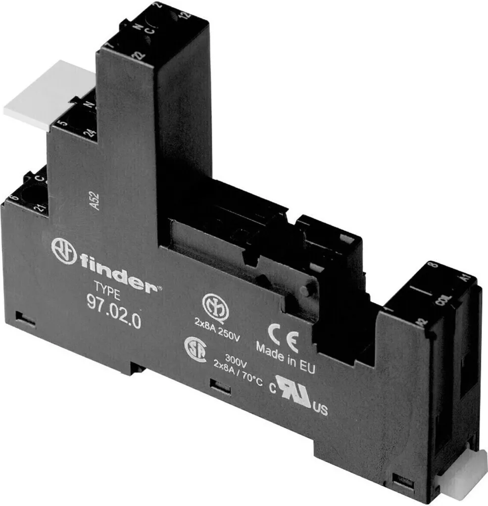 Finder 97.02.0 Socket Nero per Relè 46.52 | Soluzione DIN Rail per Industria