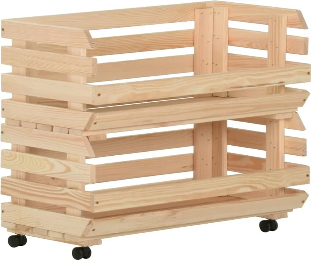 Carrello Portafrutta e Verdura Legno Pino 77x30x80 cm Salvaspazio - 5