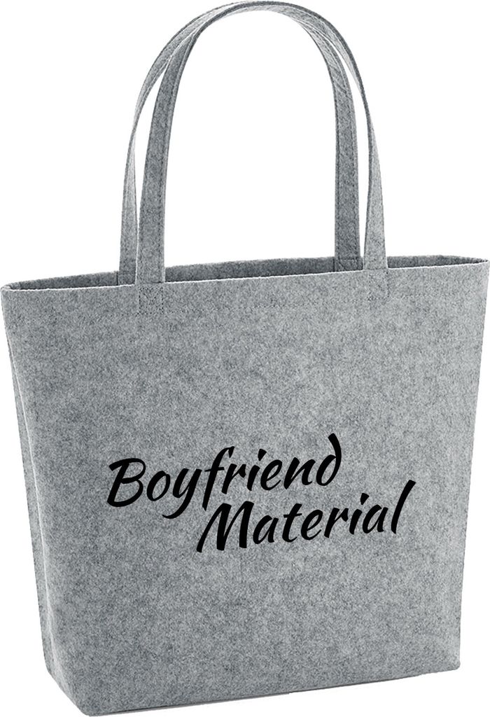 Huuraa Filzshopper Boyfriend Material Schriftzug 22 Liter Grey Melange Filztasche Geschenkidee