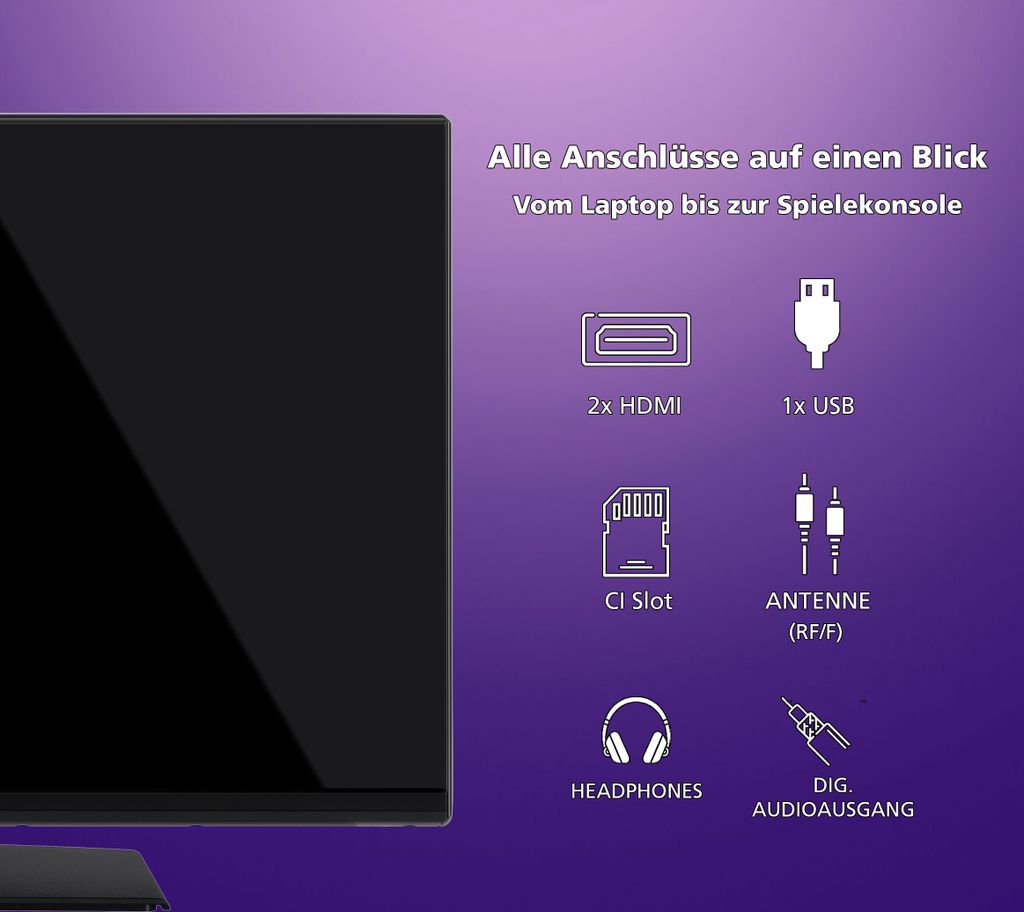 JVC LT-32VH4455 32 Zoll Fernseher (HD Ready, LED TV, Produktbild 3