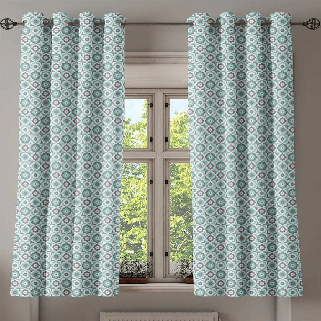 ABAKUHAUS Tenda Occhielli Quatrefoil 280x245 Turchese - Stile Antico - 2