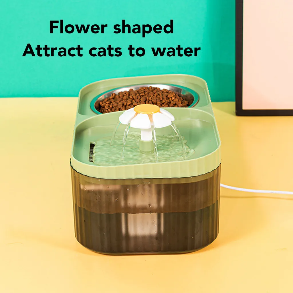 ZELURXX Fontaine à eau et gamelle 2 en 1 pour chat - Capacité 1.5L