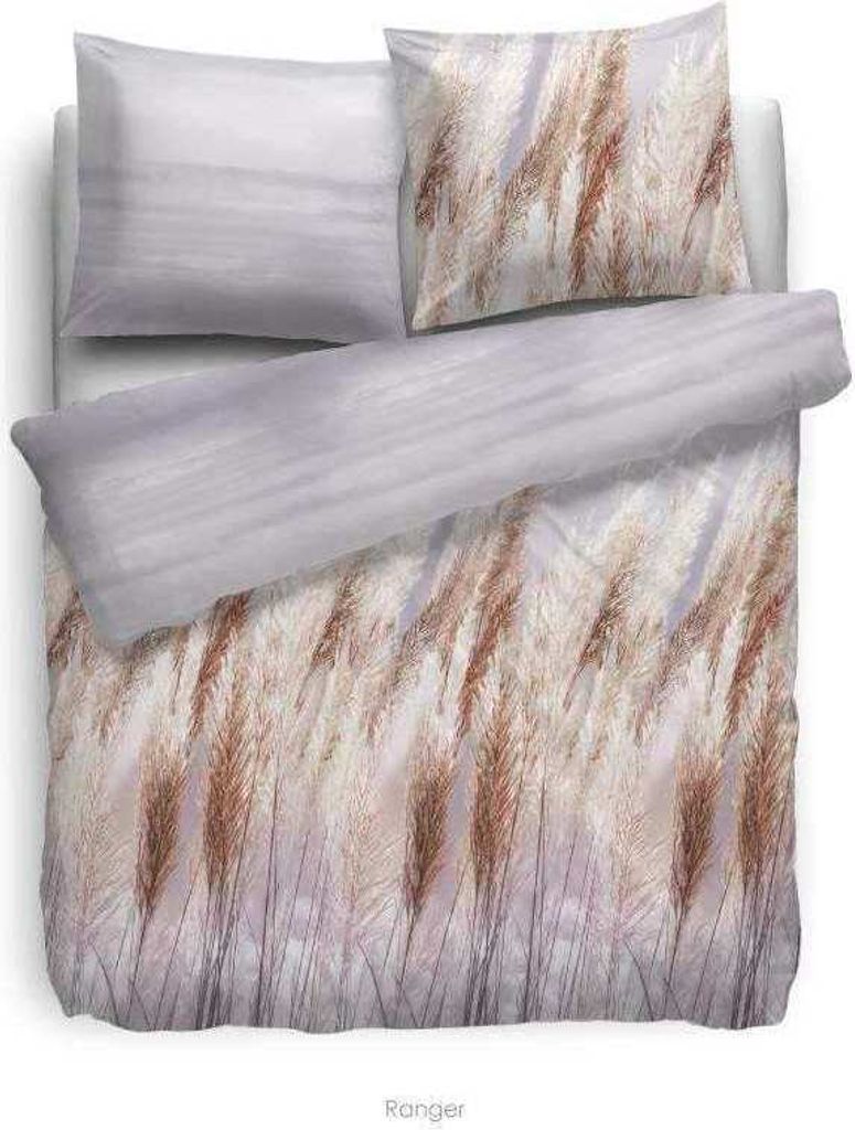 Heckett & Lane Flanell Bettwäsche Ranger HnL Wende Weizen-Motiv Zartrosa 100% Baumwolle Reißverschluss Bettbezug Kissenbezug 135x200 cm